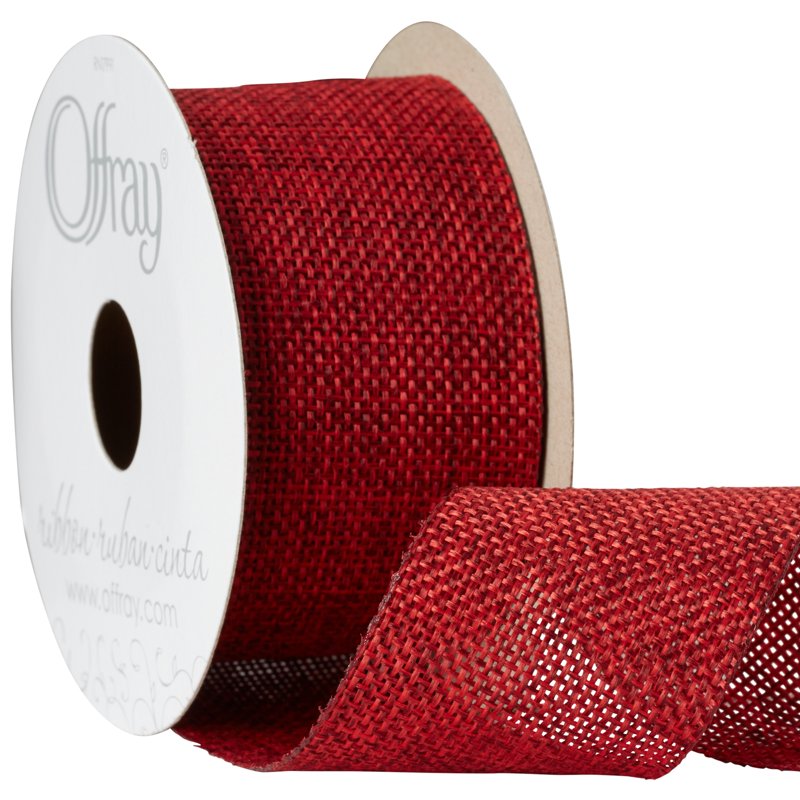 (3 Pack) Burlap Woven Ribbon - Red 1.5 Inch Wide Craft Ribbon, 27 Feet