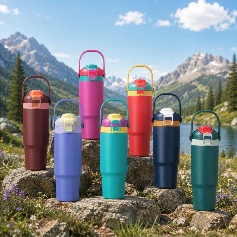 30oz Vacuum-Insulated Stainless Steel Tumbler with Dual Lids - Rose