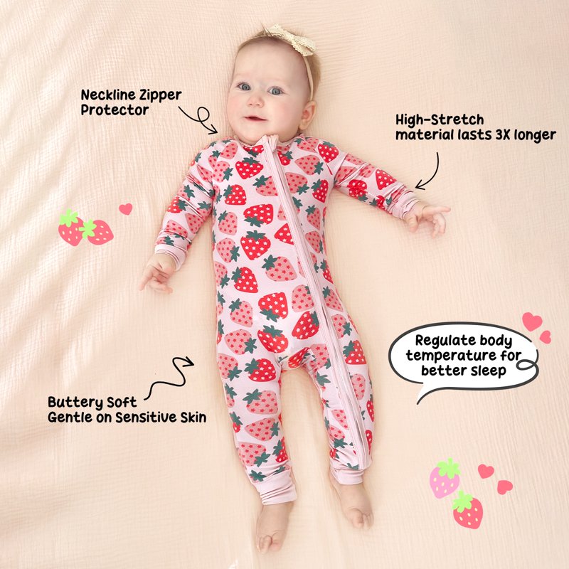 PinkBerry 10# Baby Footless Zip Pajamas Set 18-24 Months - Bamboo & Spandex