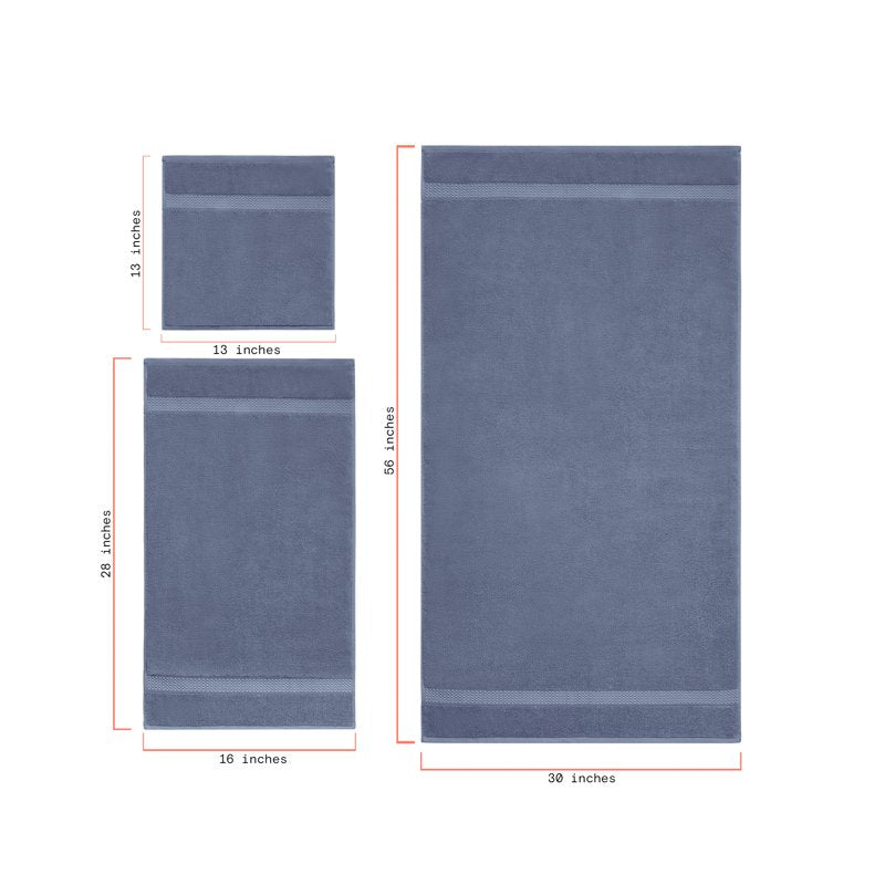 Beautiful by Drew Barrymore Dobby Hand Towel - Smokey Blue 28x16 Inches - 100% Cotton