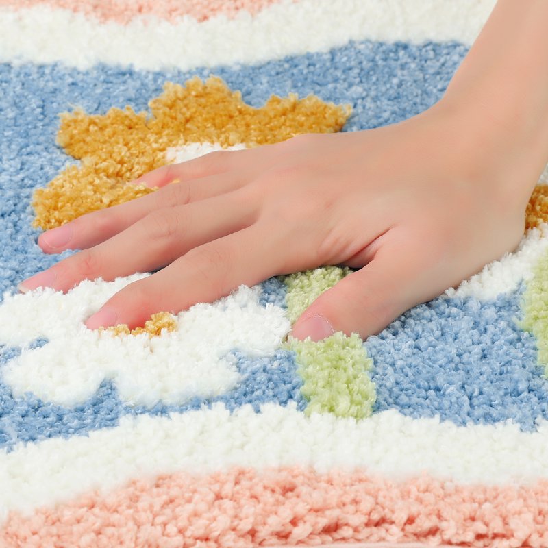 Bathroom Rugs Plush Fluffy Non-Slip Print Quick Dry 20x32 Inches - Flower-2