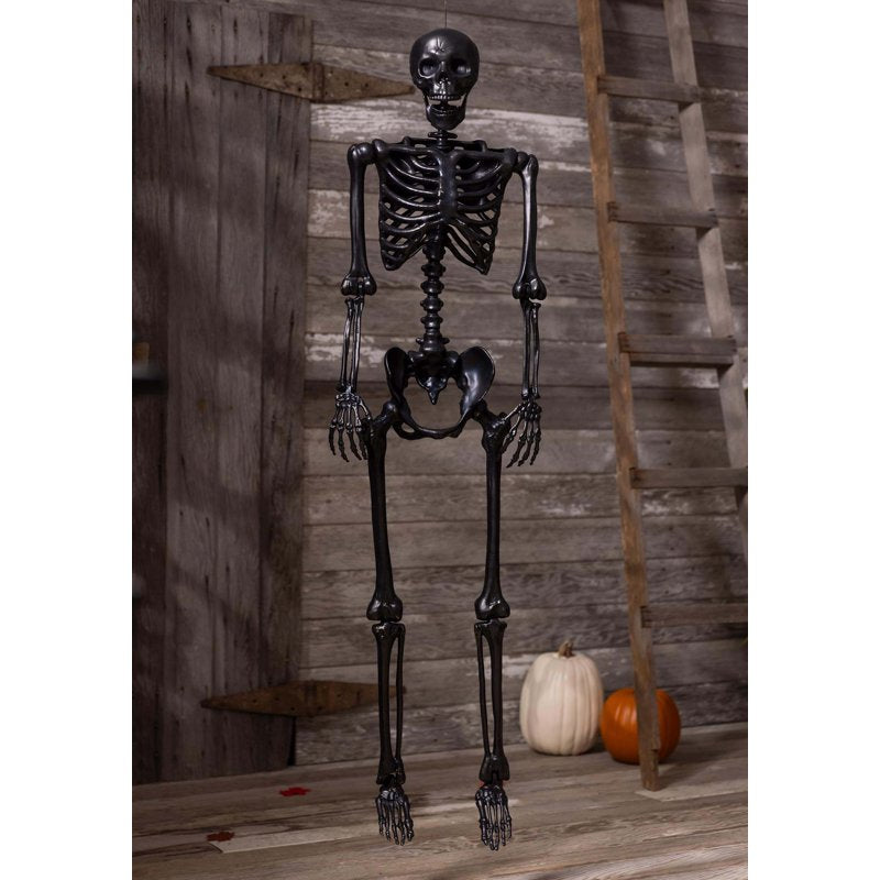 Poseable Black Skeleton Halloween Decoration - 5 Feet Tall, Adjustable Joints