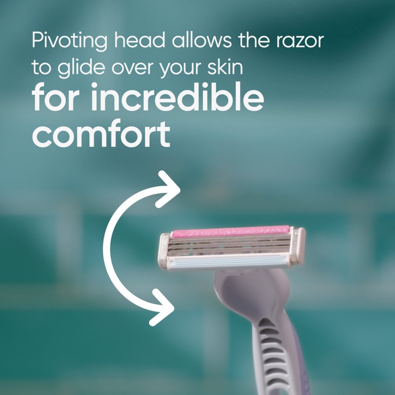 3-Blade Women's Disposable Razors with Vitamin E - 4 Count
