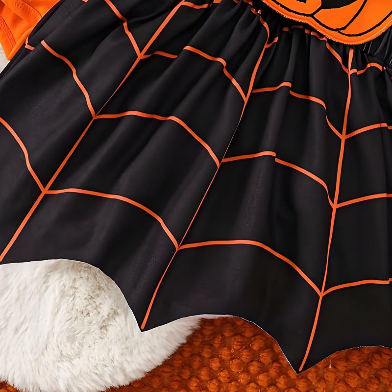 Baby Girls Halloween Dress Suit 0-3 Months Long Sleeve Suspender Romper with Headband