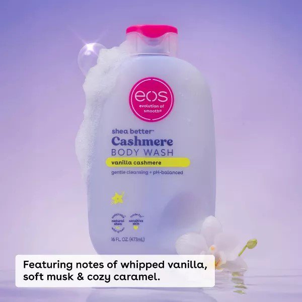 Vanilla Cashmere Body Wash - Moisturizing Shea Butter Travel Size 2.5 fl oz