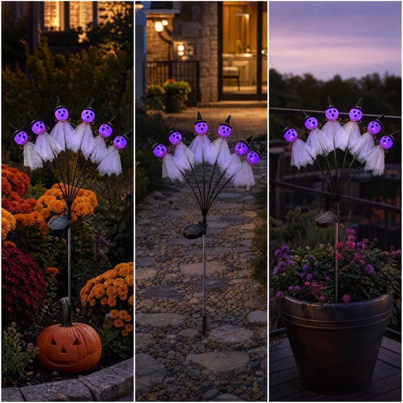 Solar Ghost Branch Yard Stake Lights - Purple LED Halloween Outdoor Decor - Variation 1#I