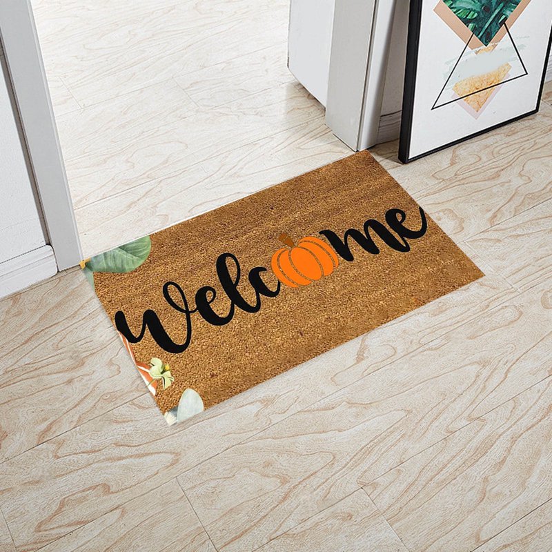 Halloween Pumpkin Area Rug - Black & Yellow Non-Slip Floor Mat, 19.67x31.49 Inch - Variation M