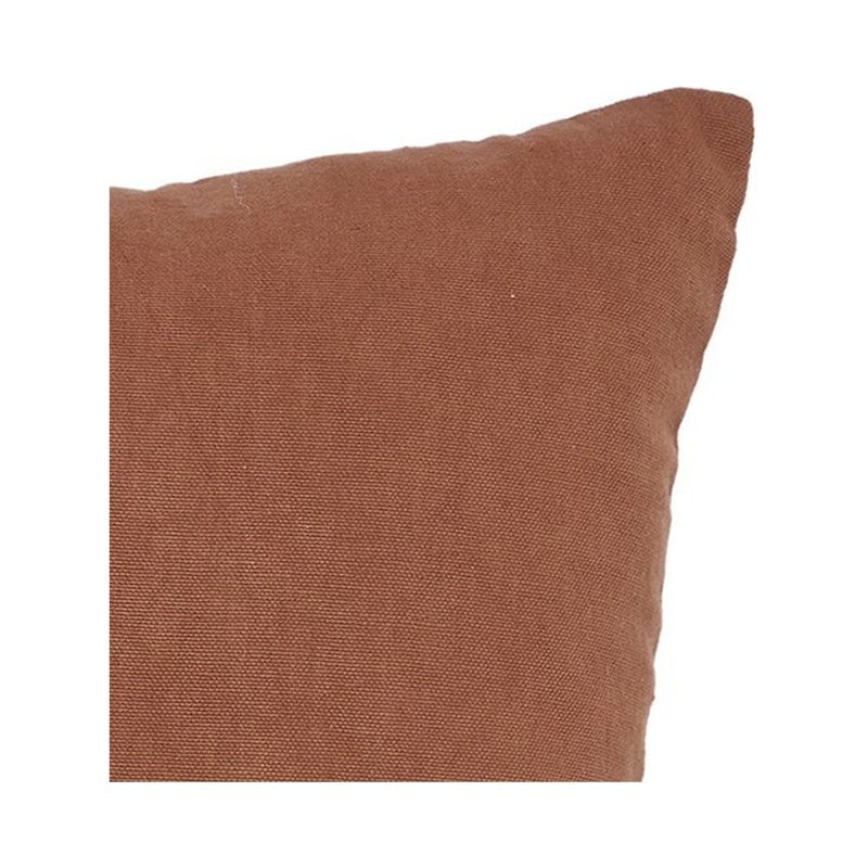 Our Nest Umber Brown Embroidered Cotton Decorative Pillow - 18 x 18 Inches