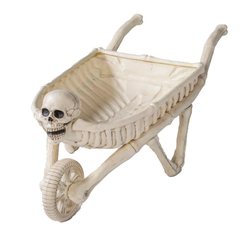 Skeleton Wheelbarrow Halloween Decoration - 48 3/4 Inch Spooky Yard Prop