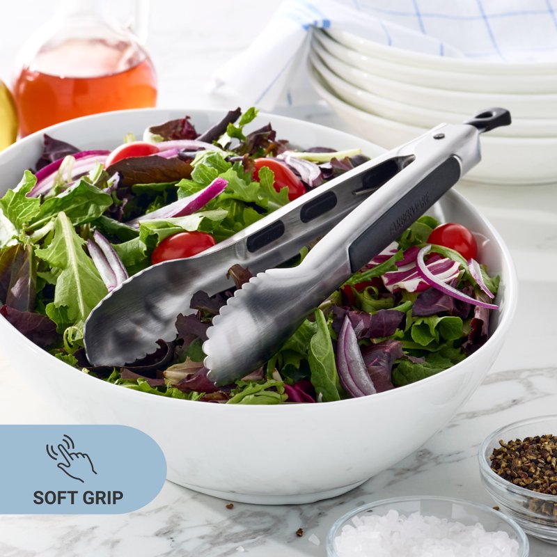 10.5-Inch Stainless Steel Locking Kitchen Tongs - Ergonomic Grip