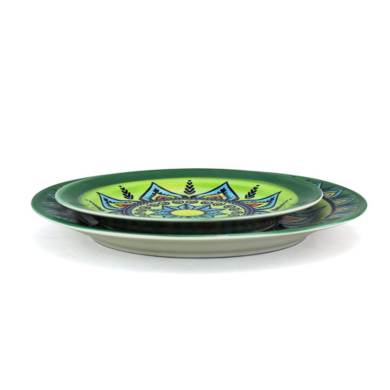 16-Piece Green Mozaik Dinnerware Set - Stoneware