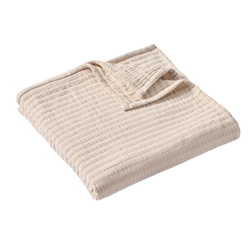Chenille Gauze Bed Blanket - Full/Queen, Papyrus Beige, Lightweight & Breathable