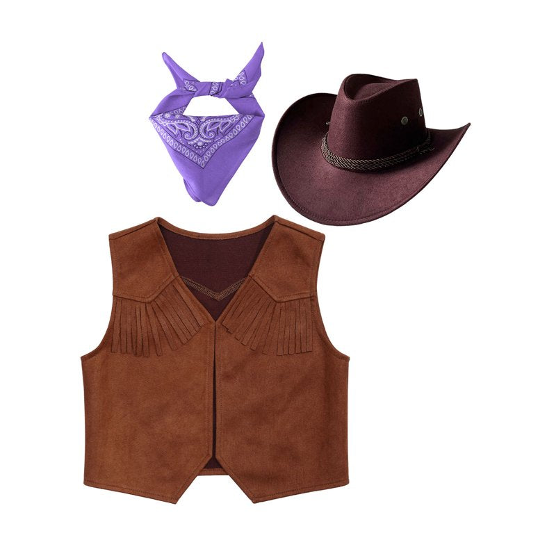 Kids Cowboy Costume for Boys Girls - Purple Western Rodeo Dress Up Set, Size 8