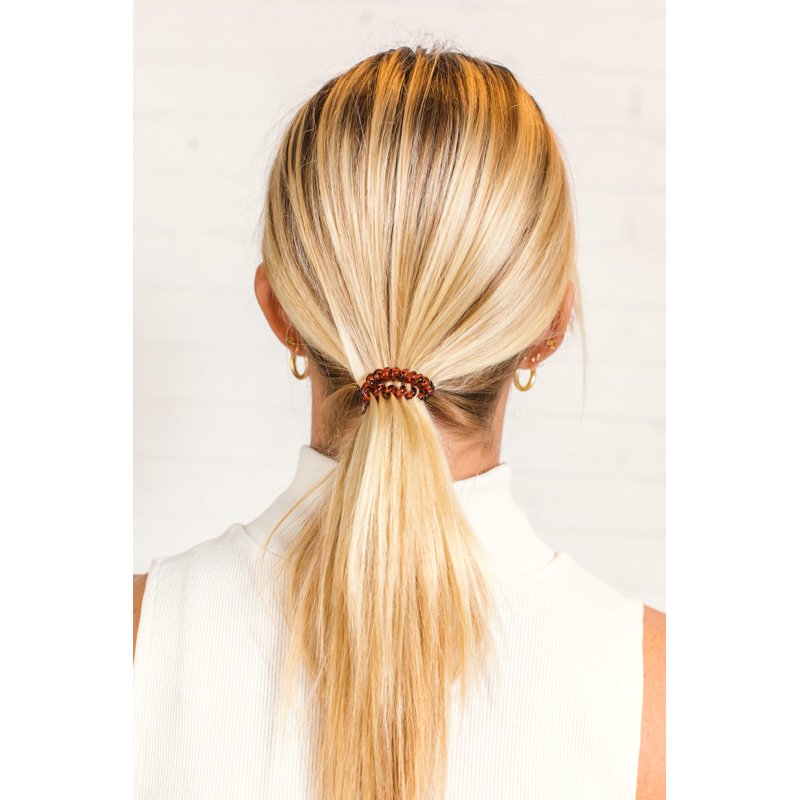 Spiral Hair Ties - Tortoise, Small, 3 Pack for Fine Hair