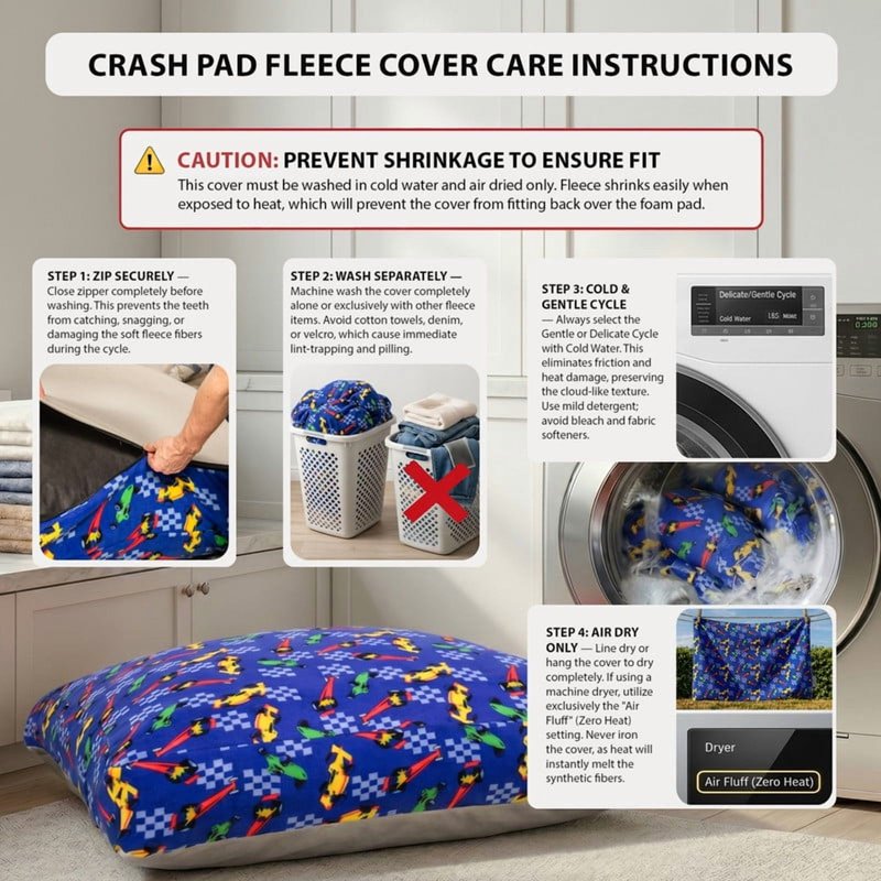 Sensory Crash Pad Mat - 60" x 60" Blue Cars, Soft Foam with Washable Cover