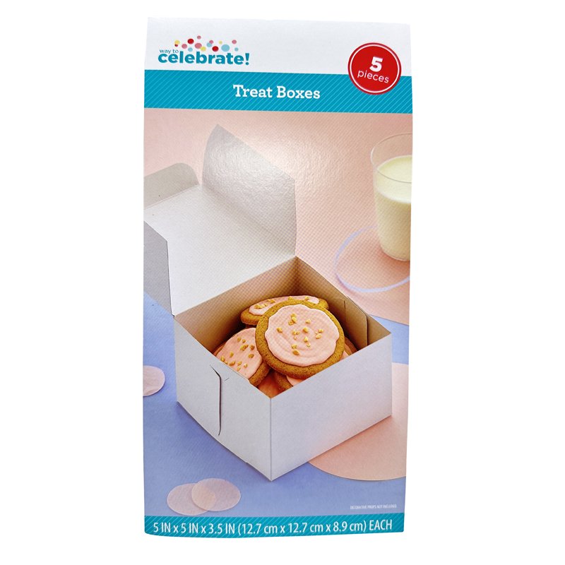 White Petite Cake Boxes with Windows - 5 Count, 5" x 5" x 3.5"
