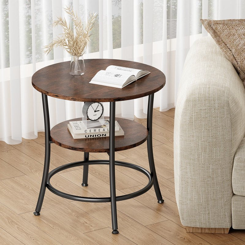 2-Tier Round Side Table - Space-Saving Design for Small Spaces