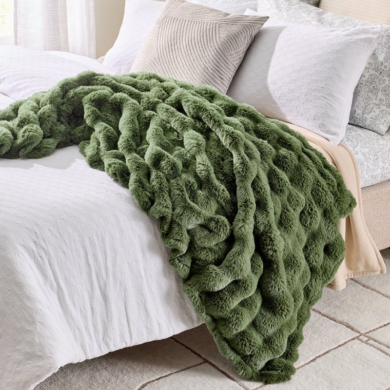 Bubble Faux Fur Oversized Throw Blanket - Cypress Tree, 50x72 Inches