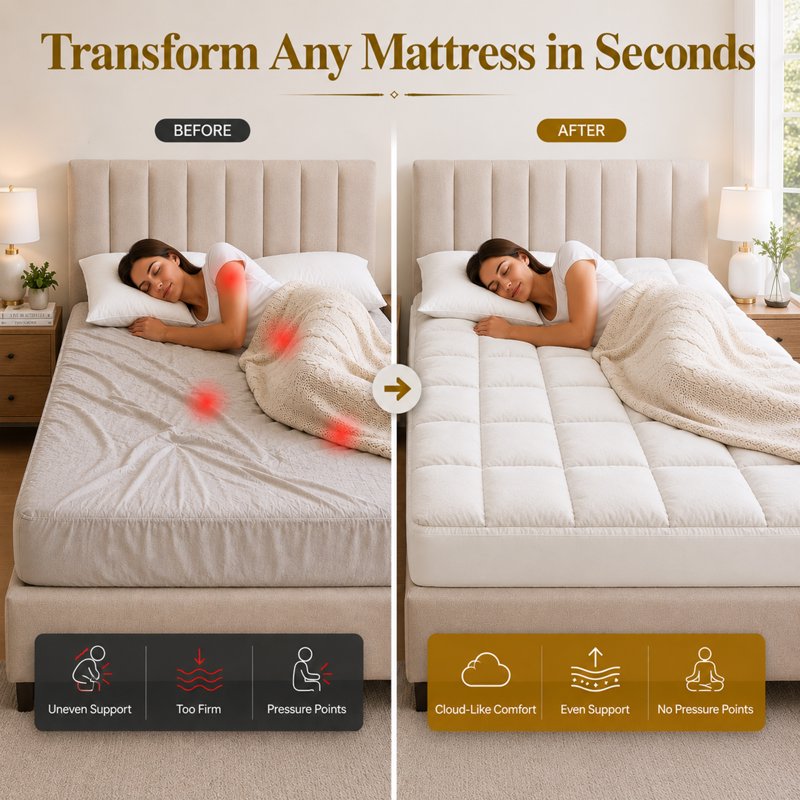 Full Size 3-Inch Quilted Mattress Pad - Breathable Cooling Mattress Protector with 18" Deep Pocket - White