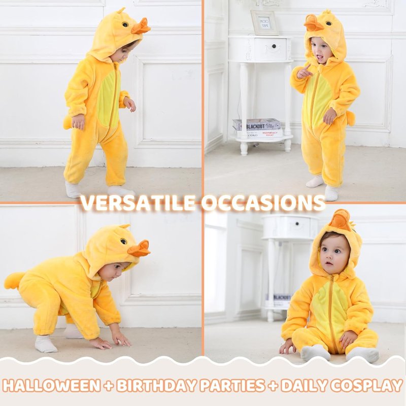 Baby Animal Costume Romper - Yellow Duck 24-30 Months Winter Flannel Hoodie