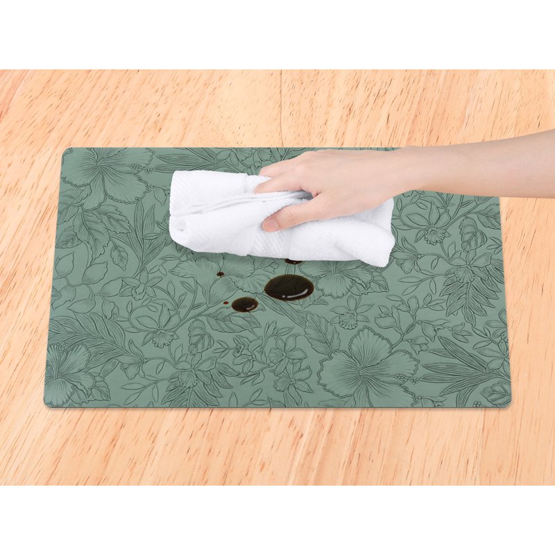 Faux Leather Placemats Set of 6 for Kitchen Dining - Green