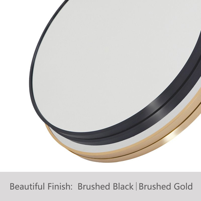 Abble 36-Inch Black Round Wall Mirror - Modern Aluminum Framed Vanity