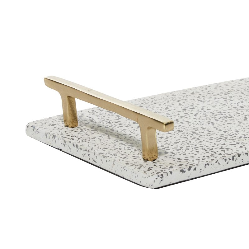 Stoneware Glam Tray Set - White Polka Dots Rectangle, 16" & 13"