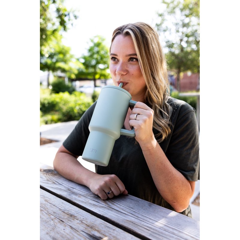 Insulated Stainless Steel Trek Tumbler with Straw Lid - Seaglass Sage