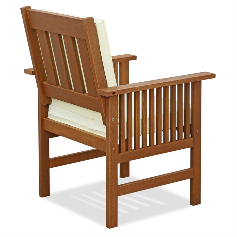 Outdoor Hardwood Armchair with Cushion - Teak Oil Finish
