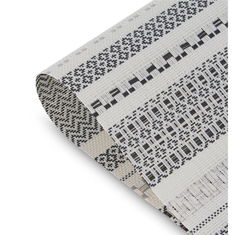 Elegant PVC Placemats Set of 6 - 12x18 in Aztec Design Glitter Black