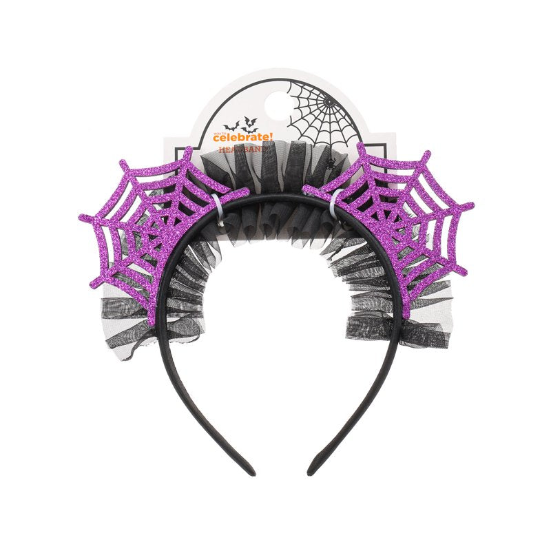 Halloween Purple Spiderweb Tulle Headband - Child Size, Festive Costume Accessory