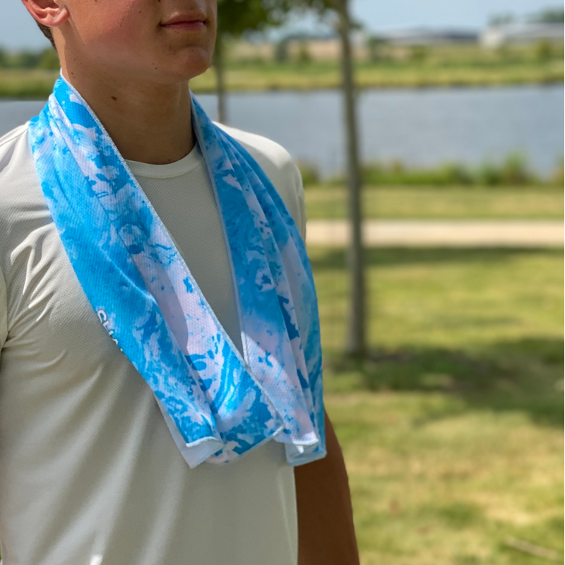 ShakeitCool UPF 40 Sun Protection Cooling Towel - Blue Camo 40x12in