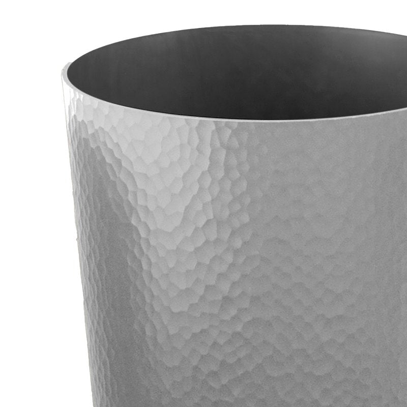 Trash Can - 10 Liter Hammered Plastic Wastebasket - Silver, 2 Pack