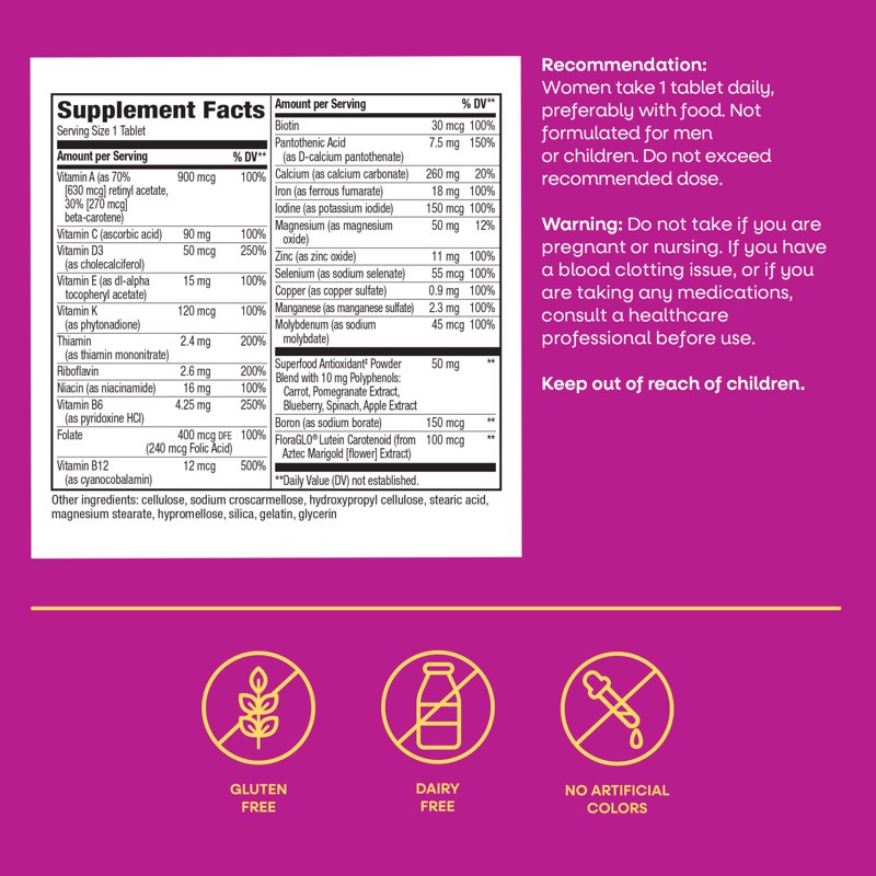 Women's Complete Multivitamin Tablets - 50ct with B-Vitamins & Antioxidants