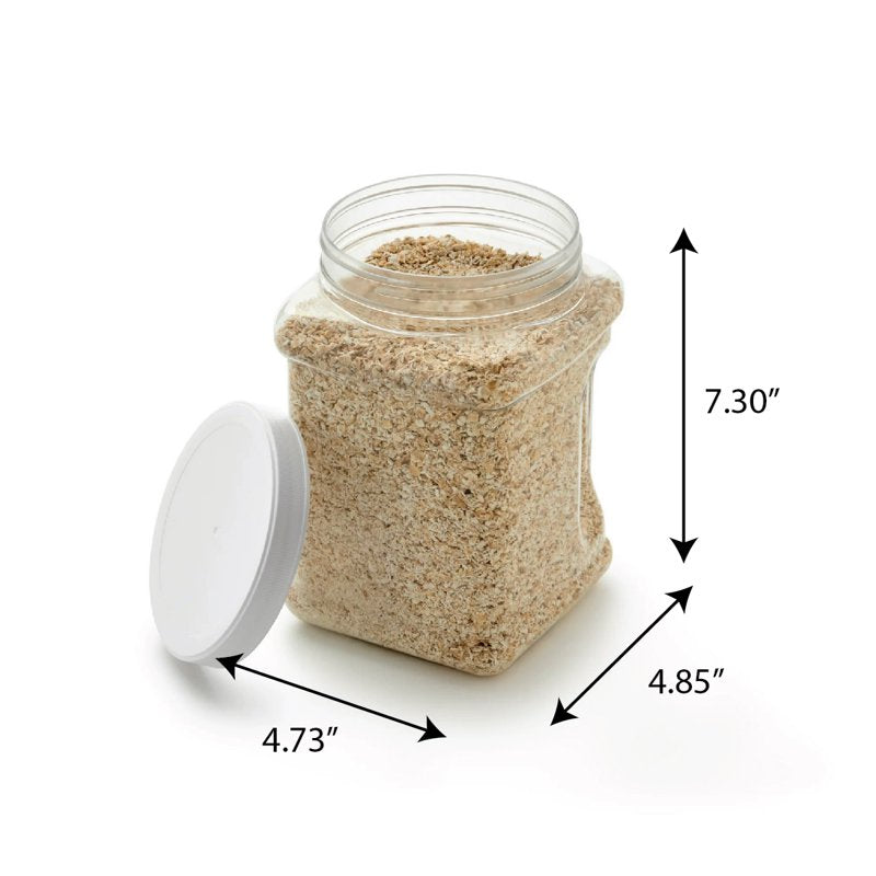 2-Quart Clear Plastic Canister with White Twist-Top Lid - 4 Pack