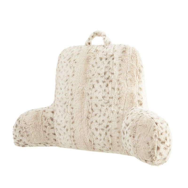 4 Pack Faux Fur Backrest Pillow for Adults - Snow Leopard Pattern