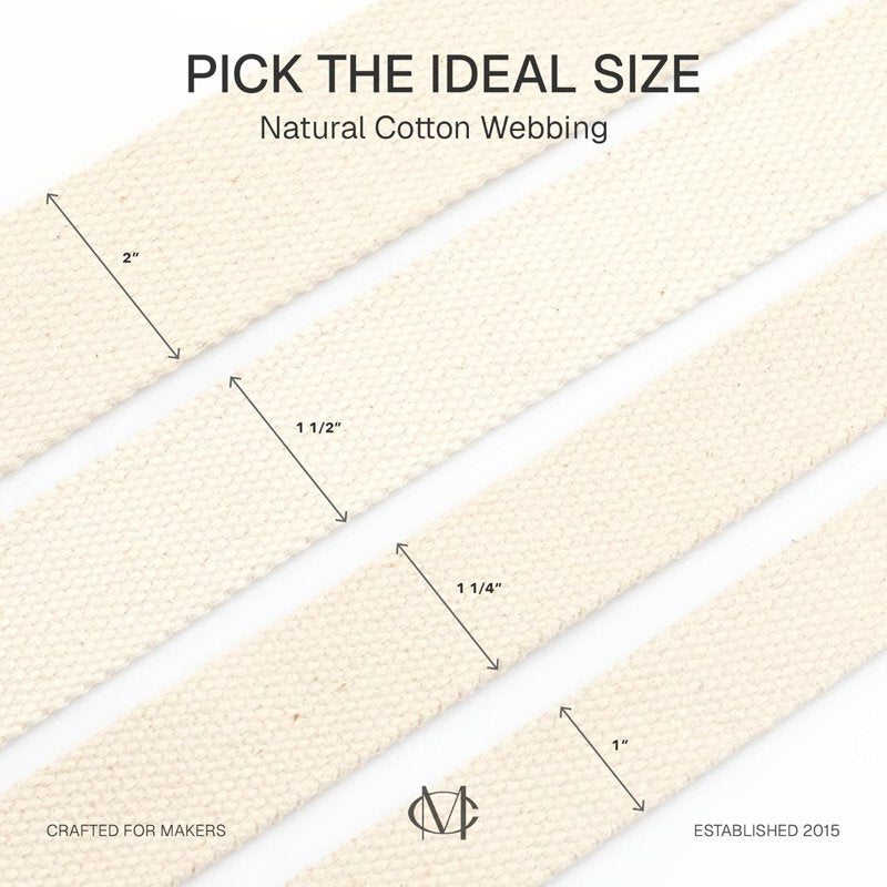Cotton Webbing Ribbon for Arts & Crafts, Fabric Purse & Bag Straps - 1.25 Inch, 5 Yards