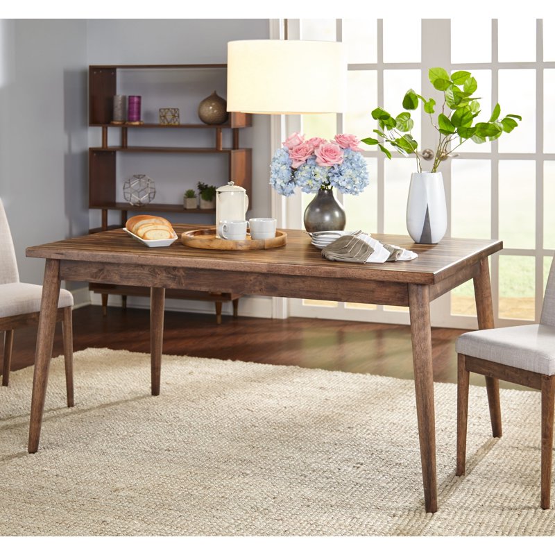 Mid-Century 5-Piece Dining Set with Table & Chairs - Walnut/Gray