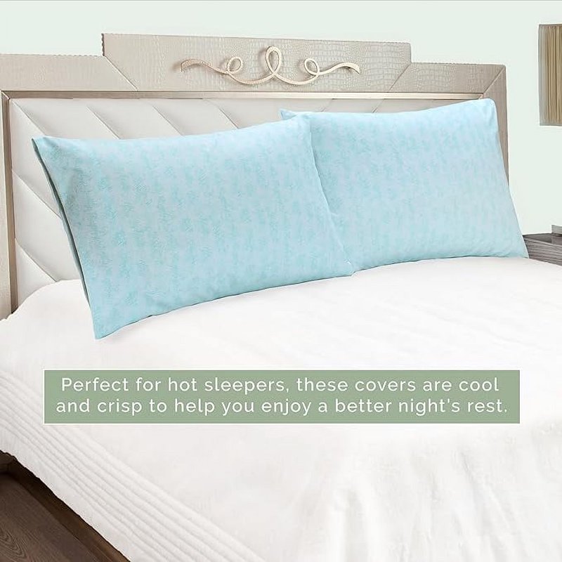 Ultra Soft Floral Pillowcases Set of 2 - Microfiber, Standard/Queen, Wave Aqua