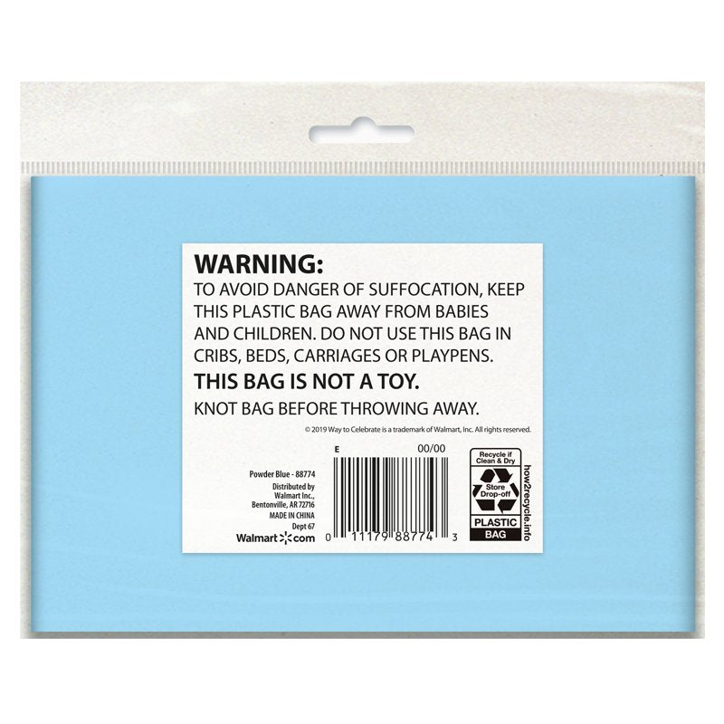 84-Inch Light Blue Round Plastic Table Cover - Single Use