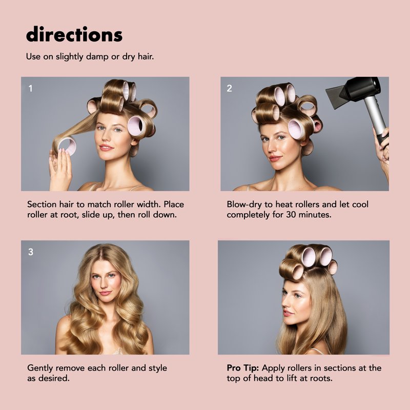 Ceramic Volumizing Hair Rollers Set - 9 Pack with 3 Sizes