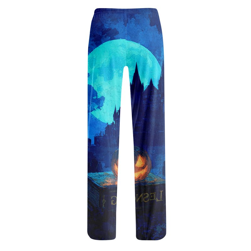 Blue Ultra-Soft Halloween Pajama Pants Women XL Lounge Bottoms Comfortable Drawstring