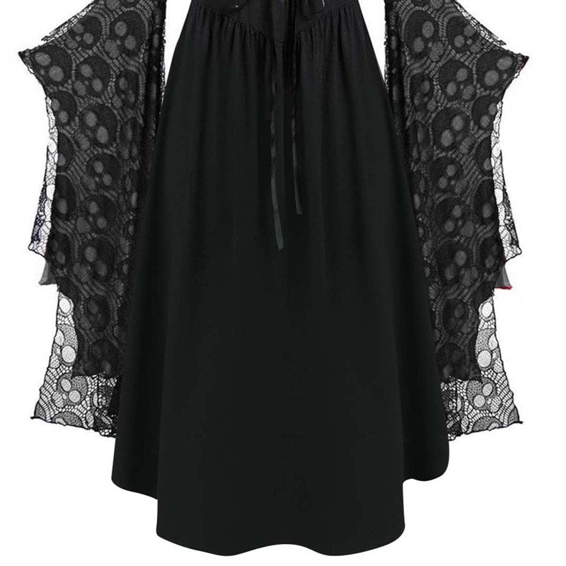 Women's Gothic Dress AA-Gray S Halloween Costume Vintage Long Sleeve Dress