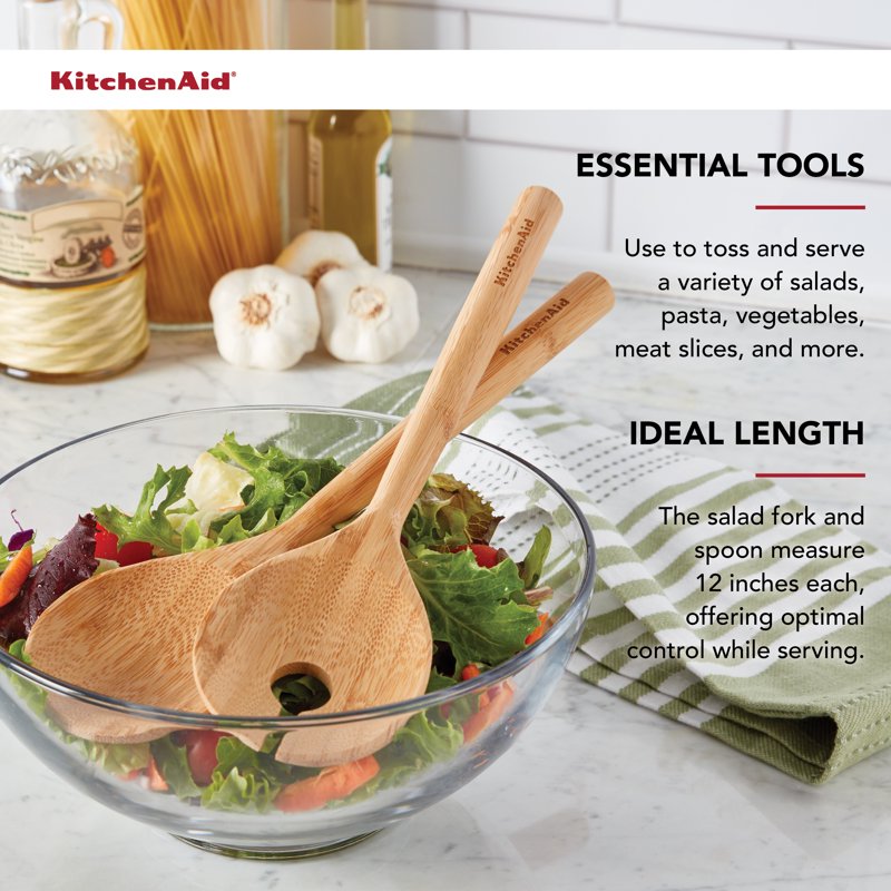 Bamboo Salad Server Set - Eco-Friendly Kitchen Utensils