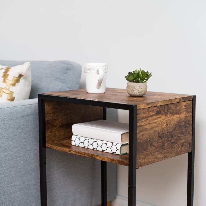 A-Shape Wood and Metal Accent Table - Versatile Side Table