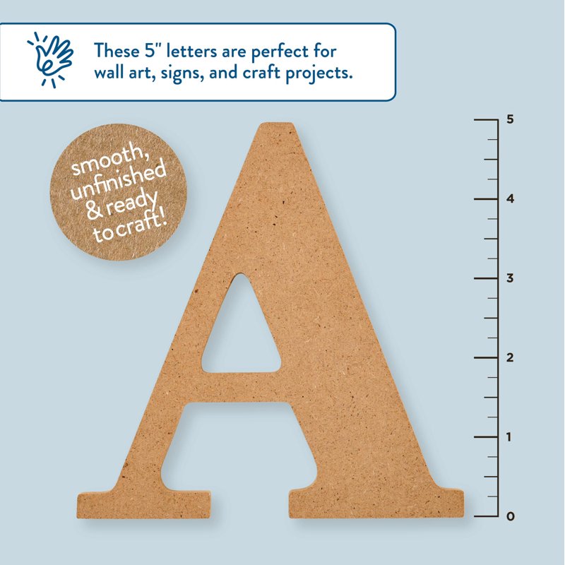 Unfinished Wood Letter A - 5 Inch DIY Craft Letter for Personalization - Variation of THIS listing