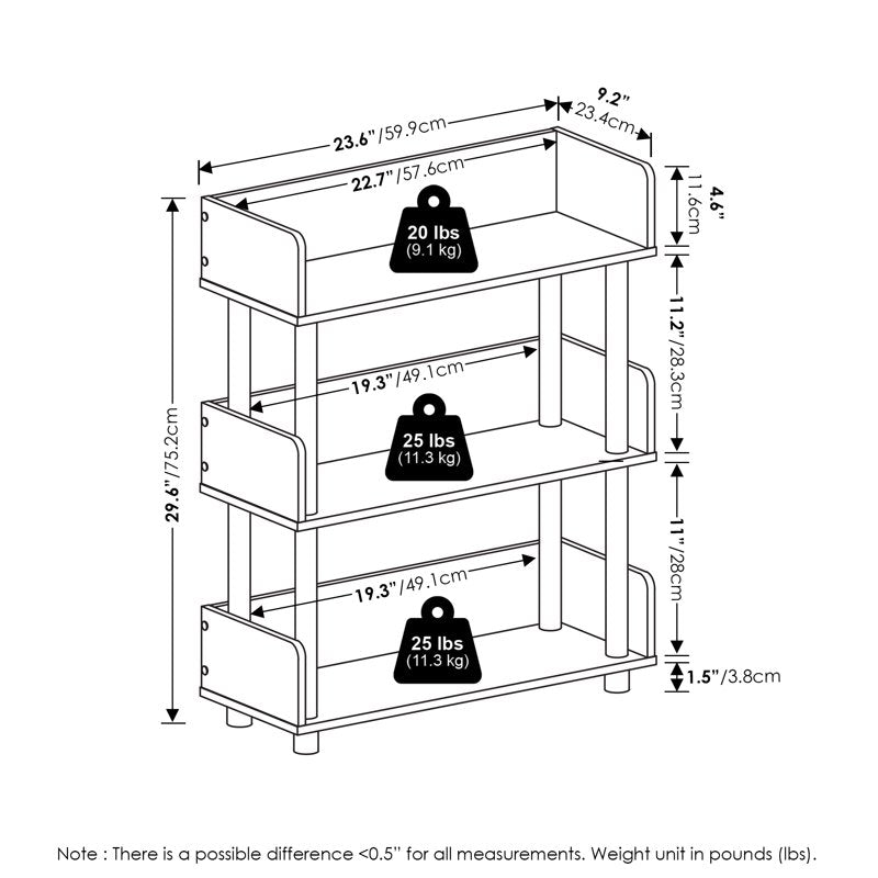 3-Tier Freestanding Display Rack - White Multipurpose Storage