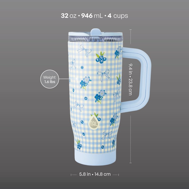 32oz Stainless Steel Skye Tumbler with Flip-Up Straw - Blueberry