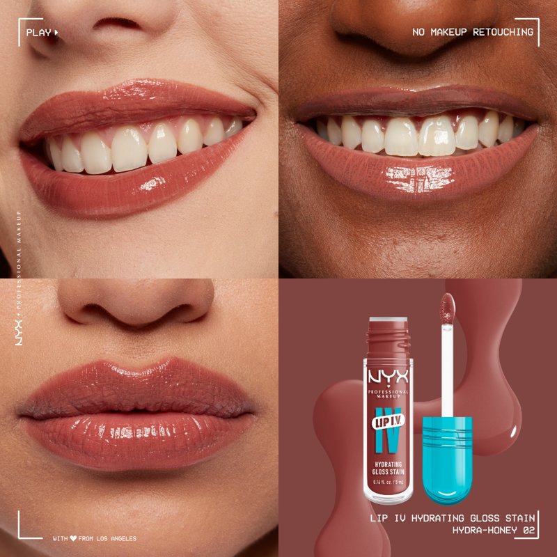 Hydrating Lip Gloss Stain with Coconut Water - Long-Lasting Wet Shine Tint