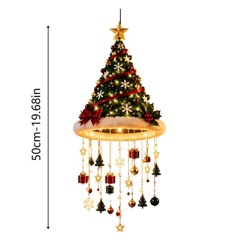 Lighted Santa Tree Chandelier with Warm Lights for Christmas Decor - Variation #9 Christmas Tree Hat